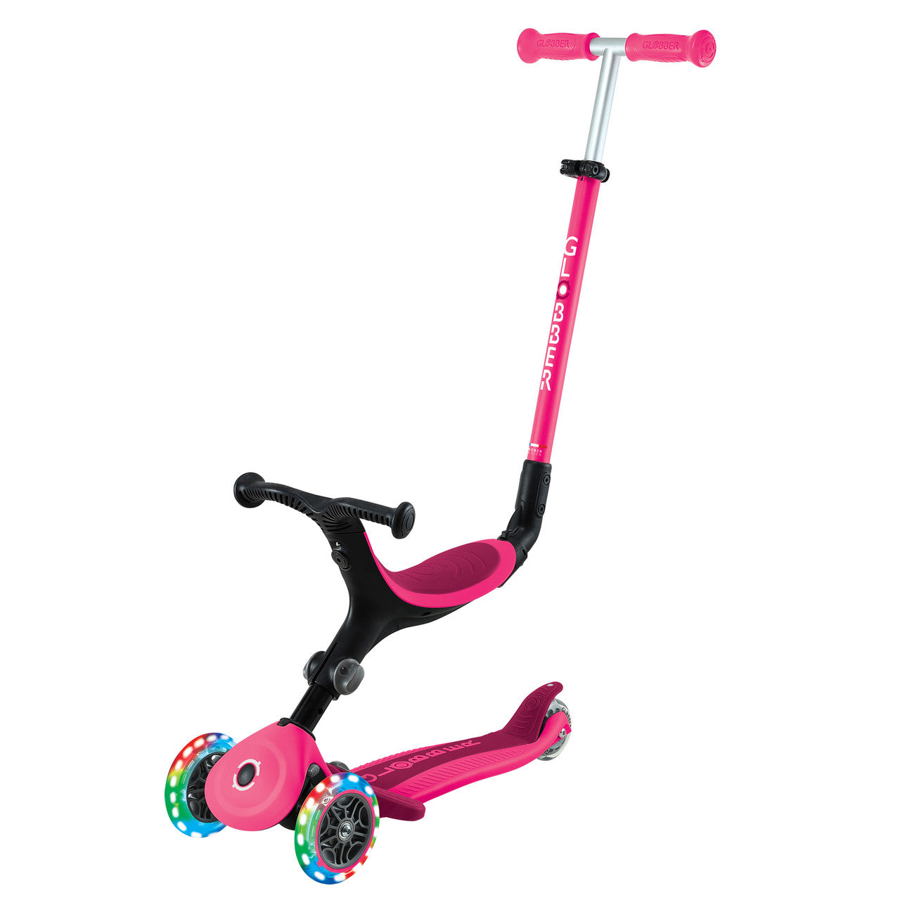 Globber - GO UP ACTIVE with Lights - Fuchsia/ Dark Pink