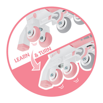 Globber Learning Inline Skates 2in1 for Kids: Size 29-32 - Pastel Pink