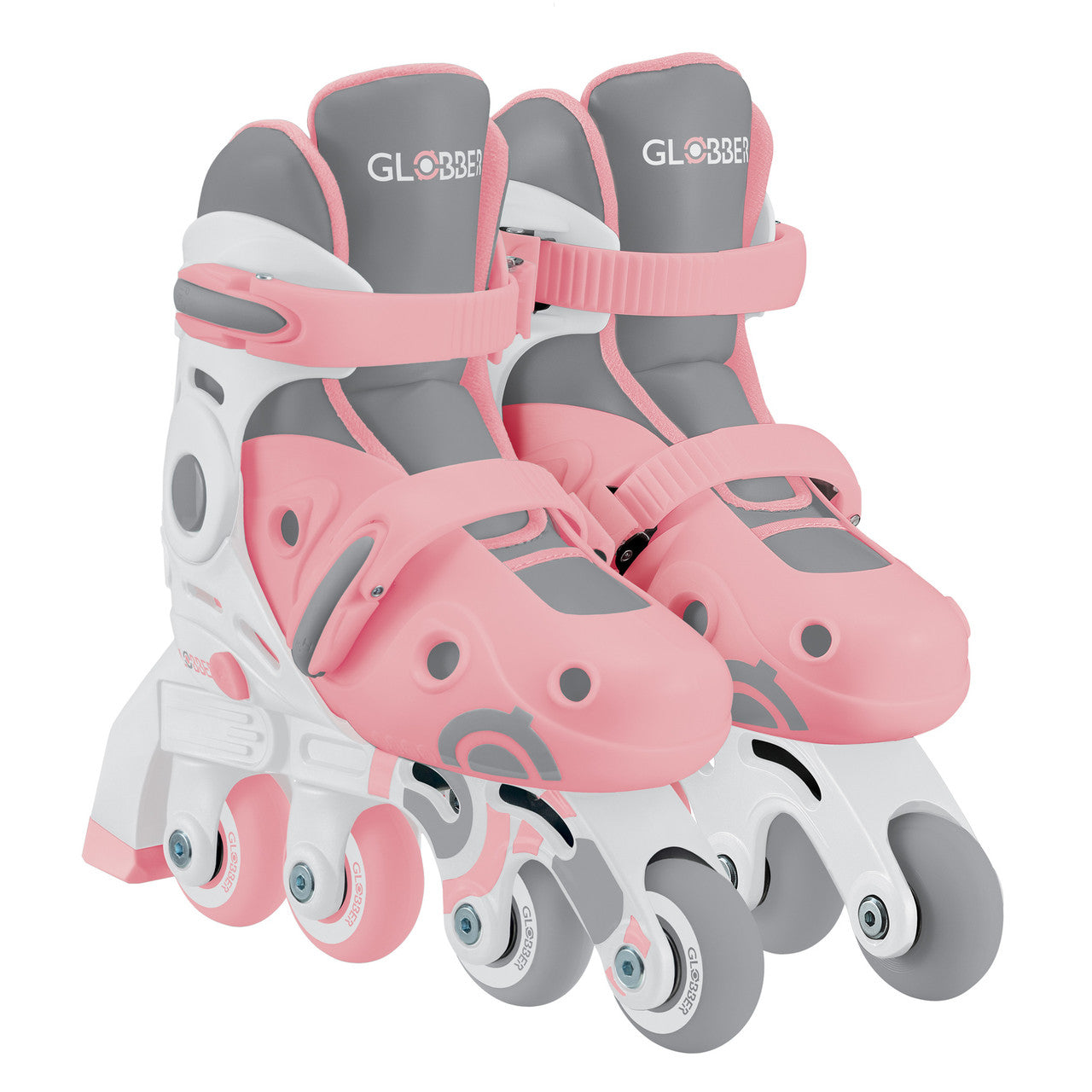 Globber Learning Inline Skates 2in1 for Kids: Size 29-32 - Pastel Pink