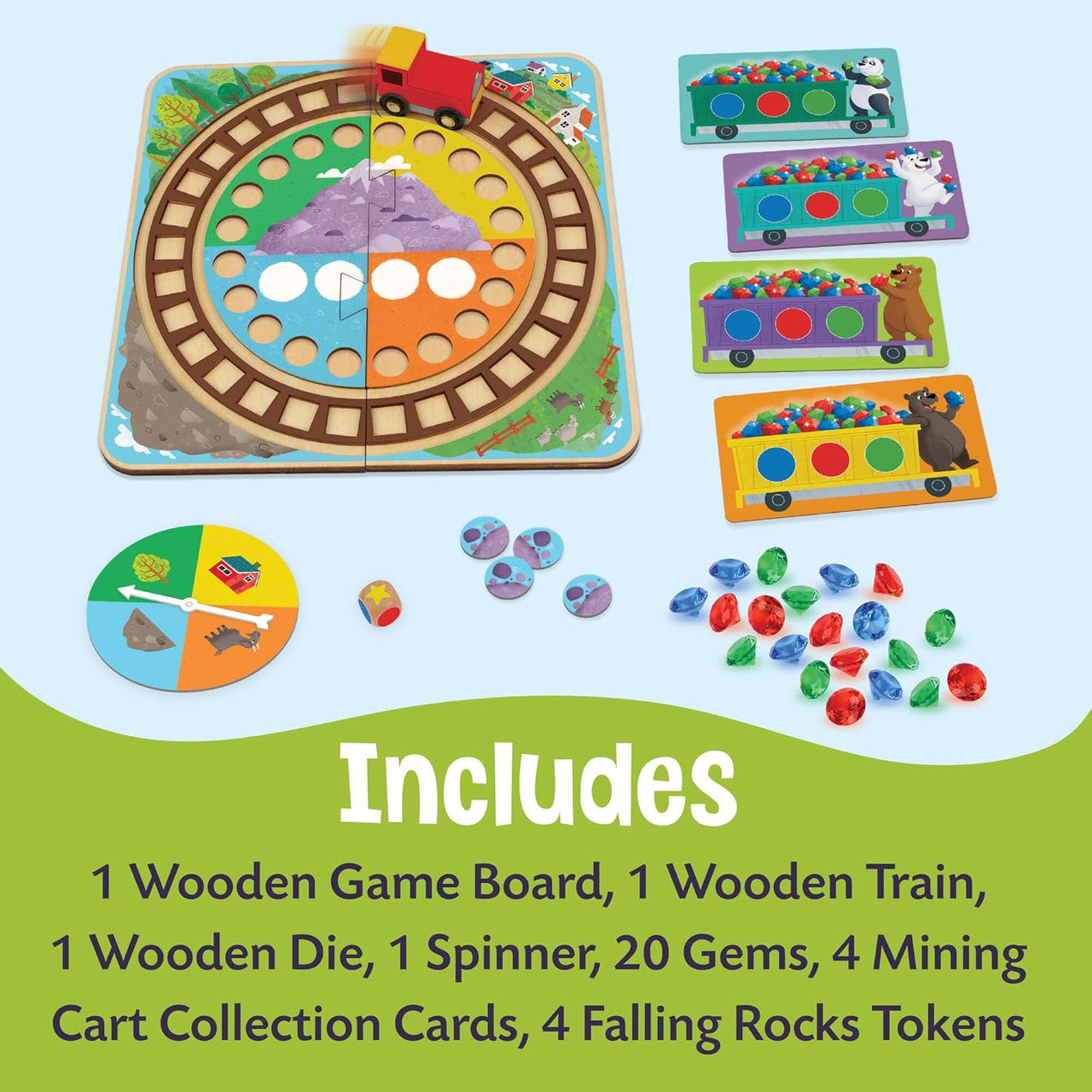 Peaceable Kingdom - 'Round the Mountain - The Colour Matchin' Gem Collectin' Train  Cooperative Board Game for Kids