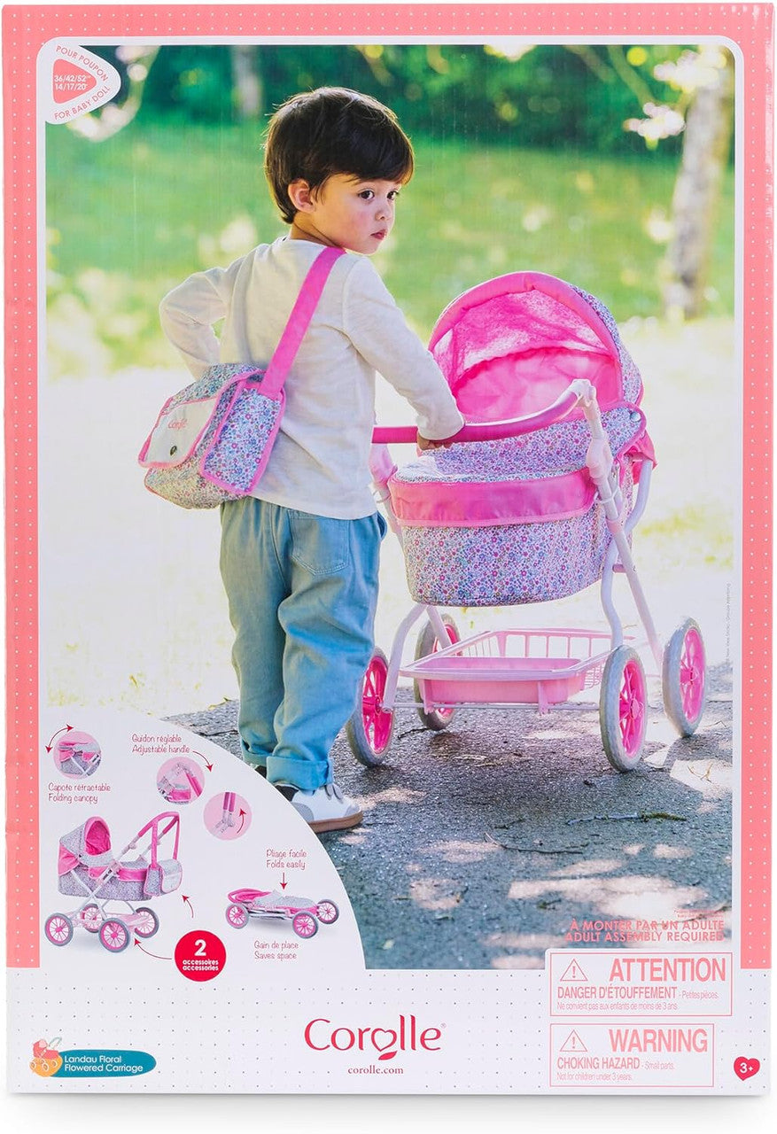Corolle - Flowered Baby Doll Carriage for Corolle 36cm, 42cm and 52cm Baby Dolls