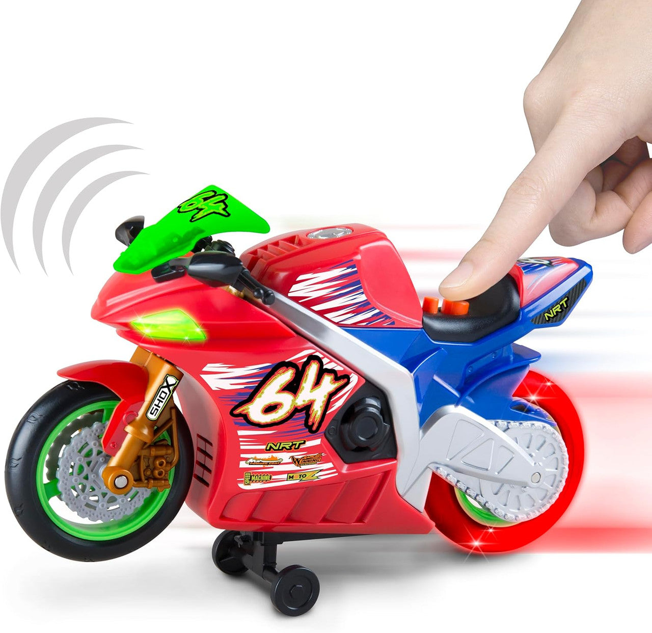 Road Rippers Wheelie Bikes motorized action toy motorbike in red and blue racing design