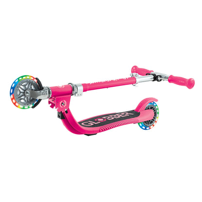 Globber - FLOW FOLDABLE JUNIOR with lights - Pastel Pink/ Fuchsia