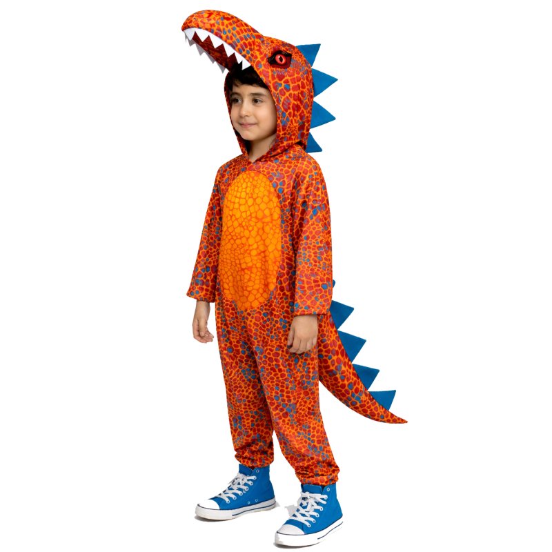 Anagram Mighty Red Dinosaur Costume featuring a bold red dinosaur outfit for kids