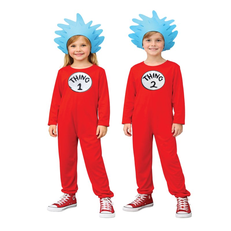 Anagram Thing 1 & Thing 2 Jumpsuit featuring the iconic Dr. Seuss character costume for kids