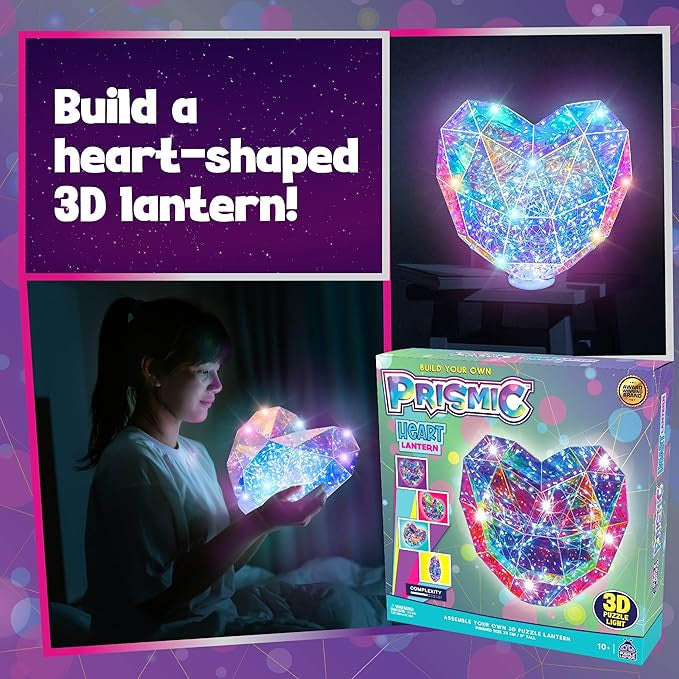 Prismic Build Your Own 3D Puzzle - Tabletop Heart Lantern