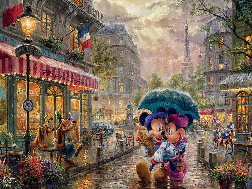 Harlington Thomas Kinkade 1000pc - Disney Mickey & Minnie in Paris Puzzle