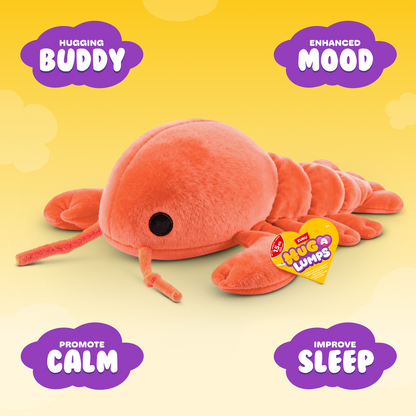 ZURU - Hug-a-Lumps Weighted Fluffy Plush Medium 1.3Kg - Lenny The Lobster