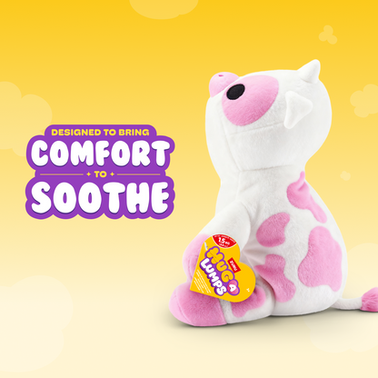 ZURU - Hug-a-Lumps Weighted Fluffy Plush Medium 1.3Kg - Clover The Pink Cow