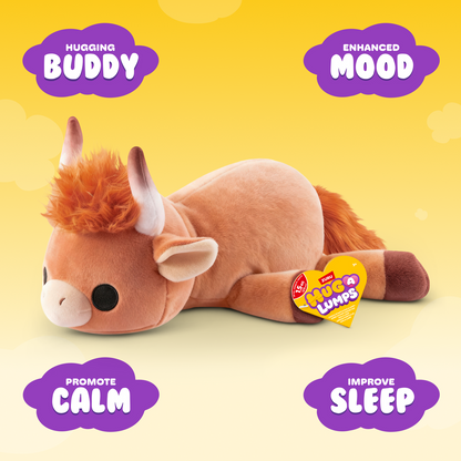 ZURU - Hug-a-Lumps Weighted Fluffy Plush Medium 1.3Kg - Holly The Highland Cow
