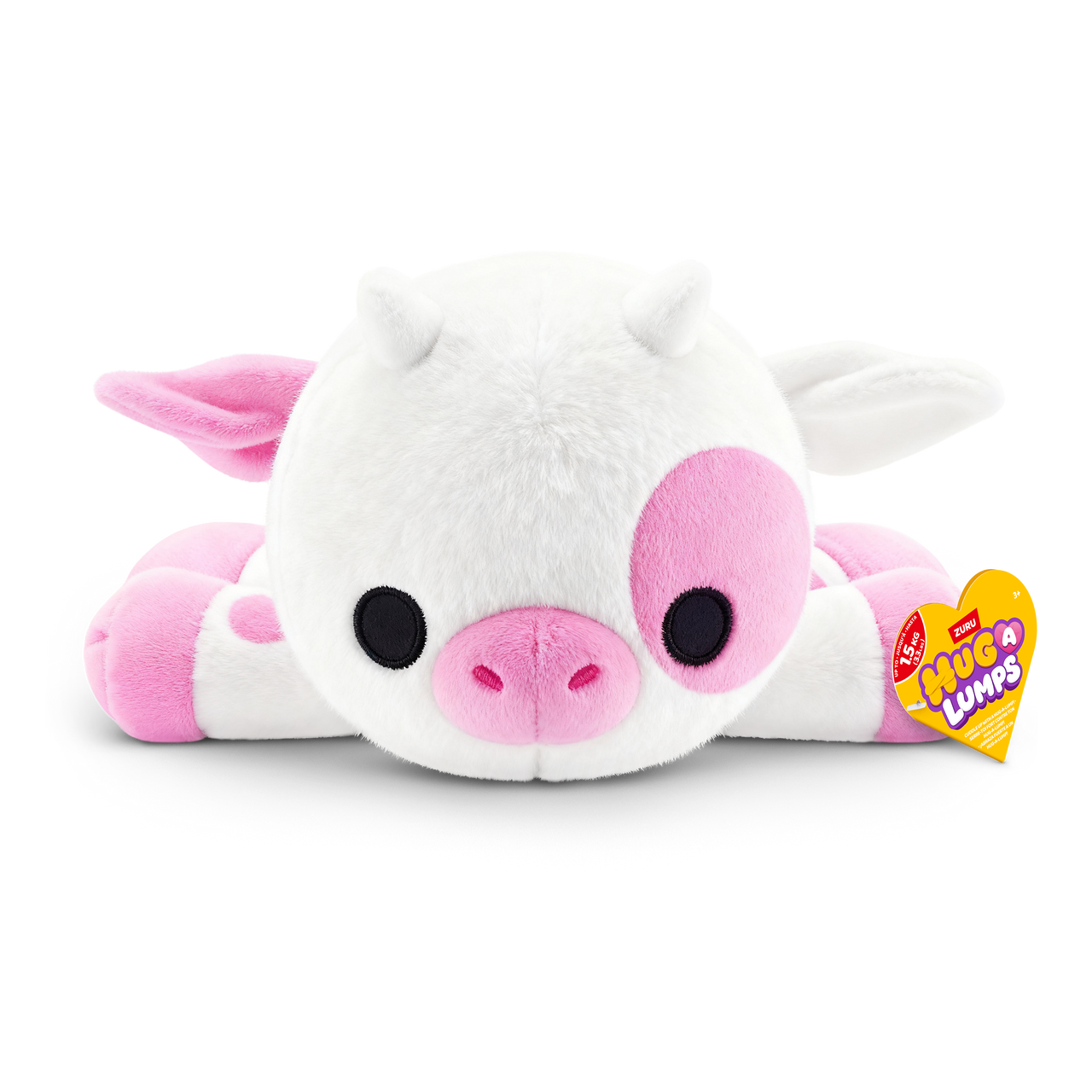 ZURU - Hug-a-Lumps Weighted Fluffy Plush Medium 1.3Kg - Clover The Pink Cow