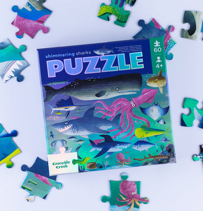 Crocodile Creek Foil Puzzle 60 pc - Shimmering Shark