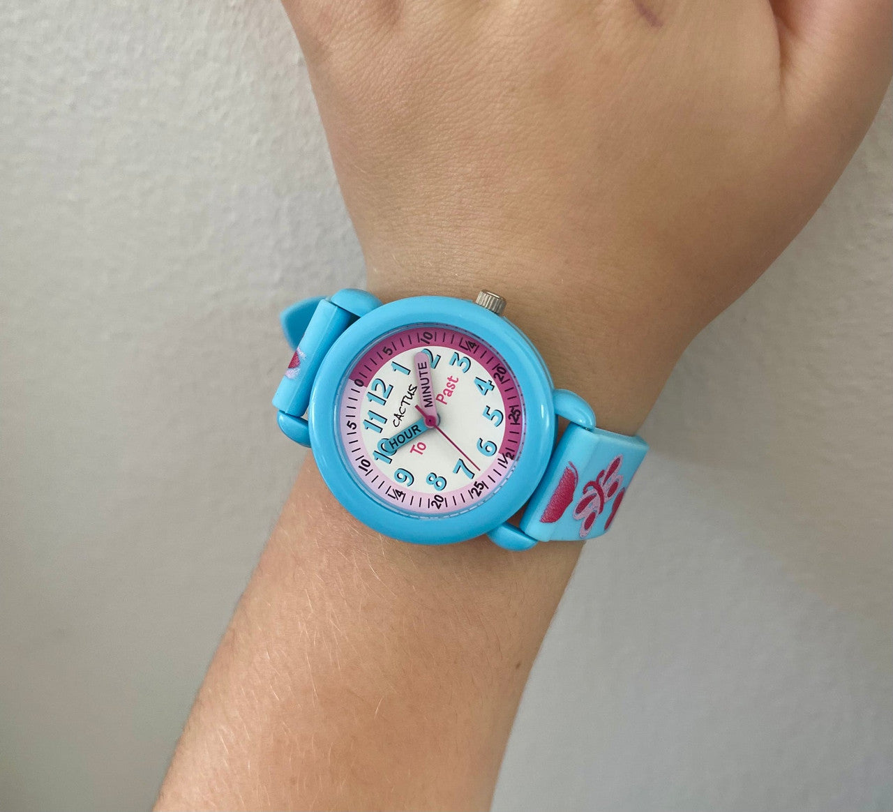 Cactus Time Teacher - Kids Watch - Butterflies and Hearts