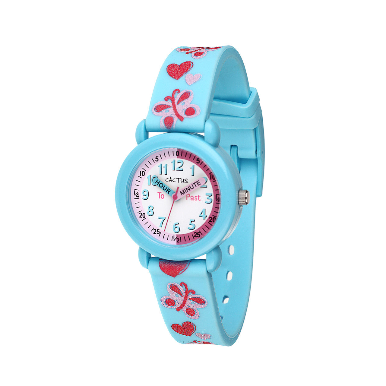 Cactus Time Teacher - Kids Watch - Butterflies and Hearts