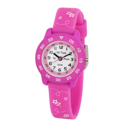 Cactus Junior - Time Teacher Watch - Pink / flowers