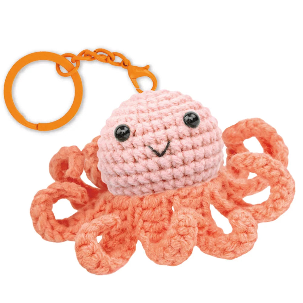 Dancing Octopus crochet keychain craft kit showing its playful octopus-inspired desi