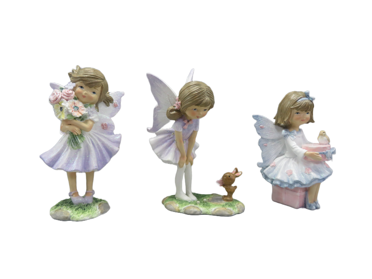 Cotton Candy Sweet Meadow Fairy Figurine Set