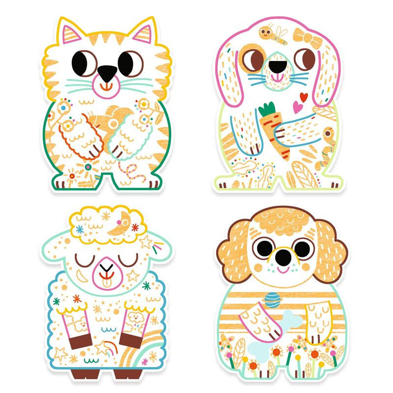 Djeco - Domestic Animals Colour Reveal Set