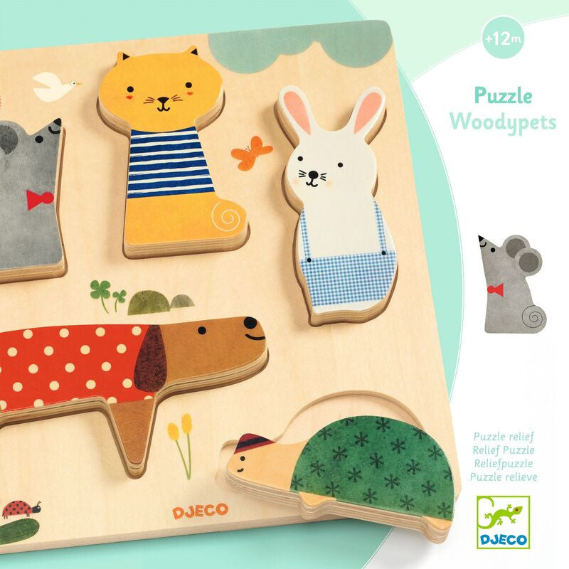 Djeco - WoodyPet Animal Wooden Puzzle