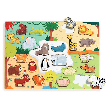 Djeco - 22 Piece Animal Wooden Puzzle