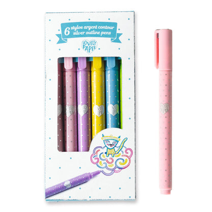 Djeco - 6 Silver Outline Pens