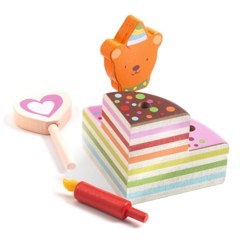 Djeco - 16pc Happy Birthday Cake & Candles Set