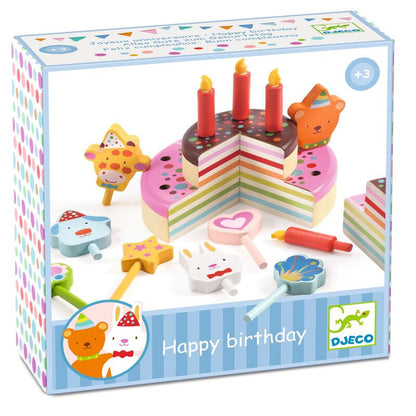 Djeco - 16pc Happy Birthday Cake & Candles Set