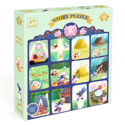 Djeco - The Three Little Pigs Story Puzzle - 35pc