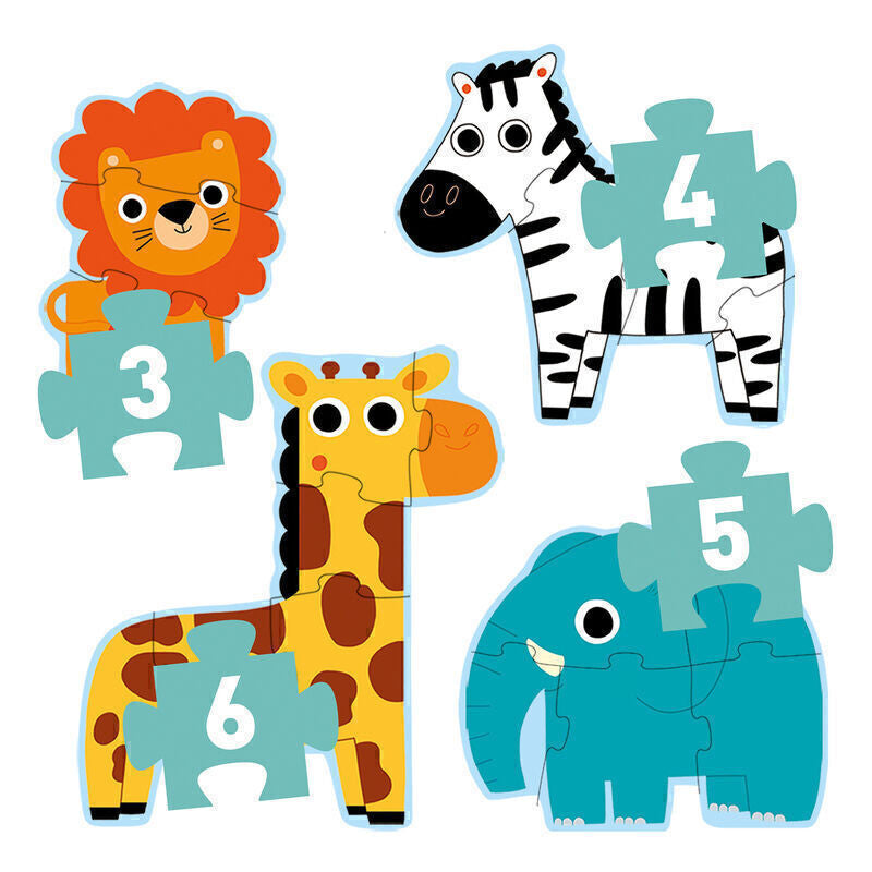 Djeco - Jungle 3,4,5,6pc Giant Progressive Puzzle
