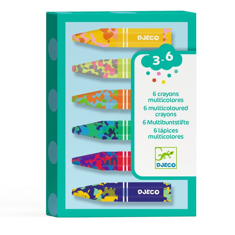 Djeco - 6 Multicoloured Flower Crayons