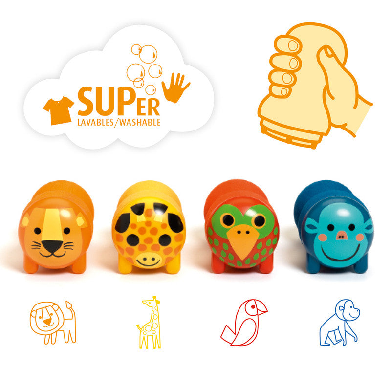Djeco - Safari Animal Stamps for Little Ones