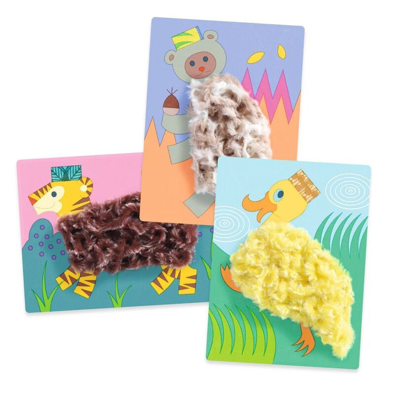 Djeco - Animals with Hats Wool and Velcro Craft Set