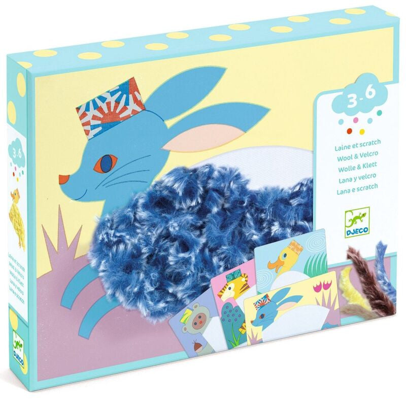 Djeco - Animals with Hats Wool and Velcro Craft Set