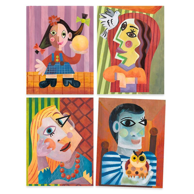 Djeco - Inspired By Pablo Picasso - Square Heads Collage and Stickers