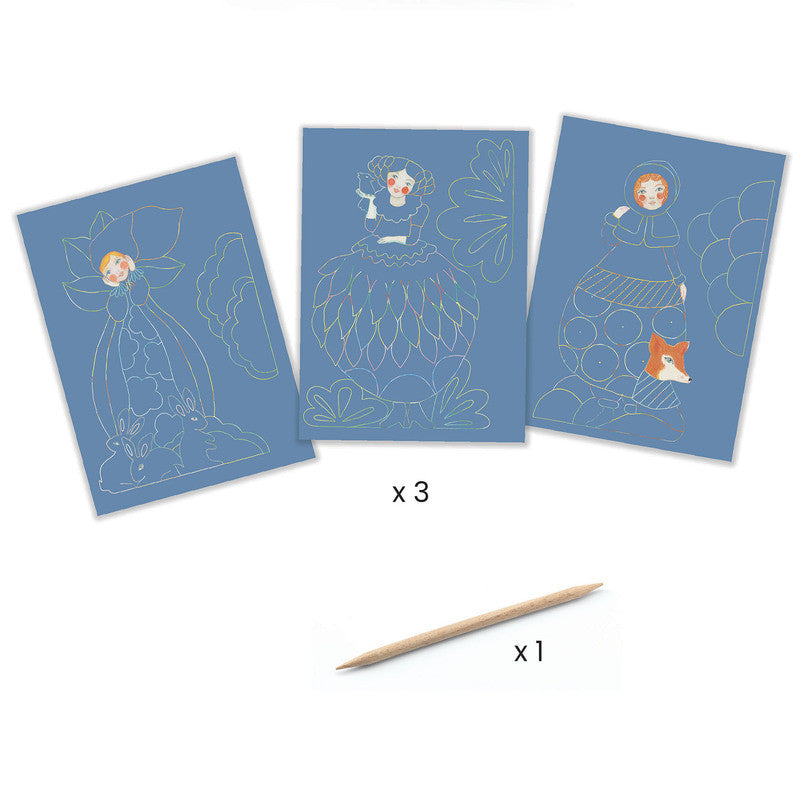 Djeco - Pretty Dresses Sculpture Scratch Cards