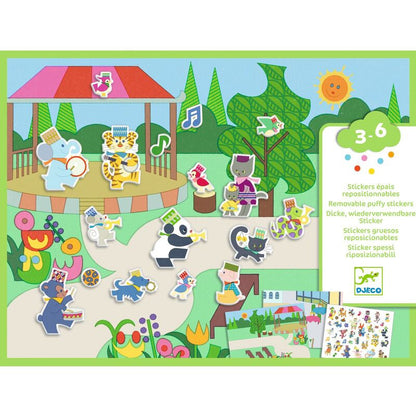 Djeco - Fanfare Removable Puffy Stickers