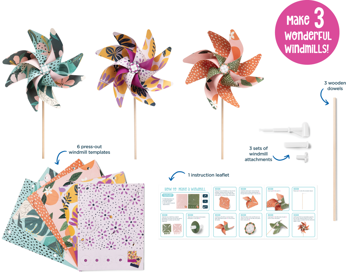 Educational Colours - Imagine, Make & Play Wonderful Windmills - 3 Pack