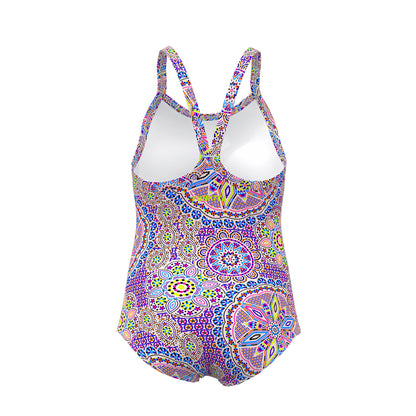 Toddler girls Love Lacy printed one piece swimsuit by Funkita with colourful chlorine-resistant swim fabric