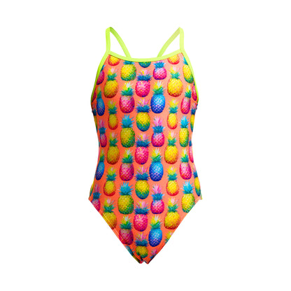 Funkita Girls Pinky Piney Single Strap One Piece Swimsuit with chlorine-resistant ECO C-INFINITY fabric