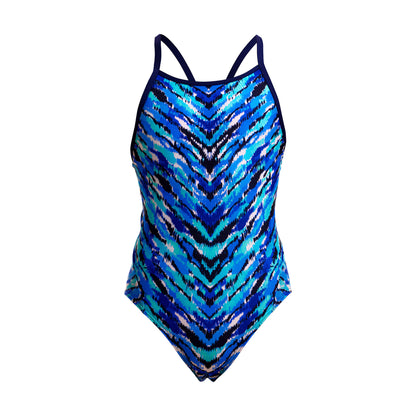 Funkita Girls Fur Seal Diamond Back One Piece Swimsuit with chlorine-resistant ECO C-INFINITY fabric