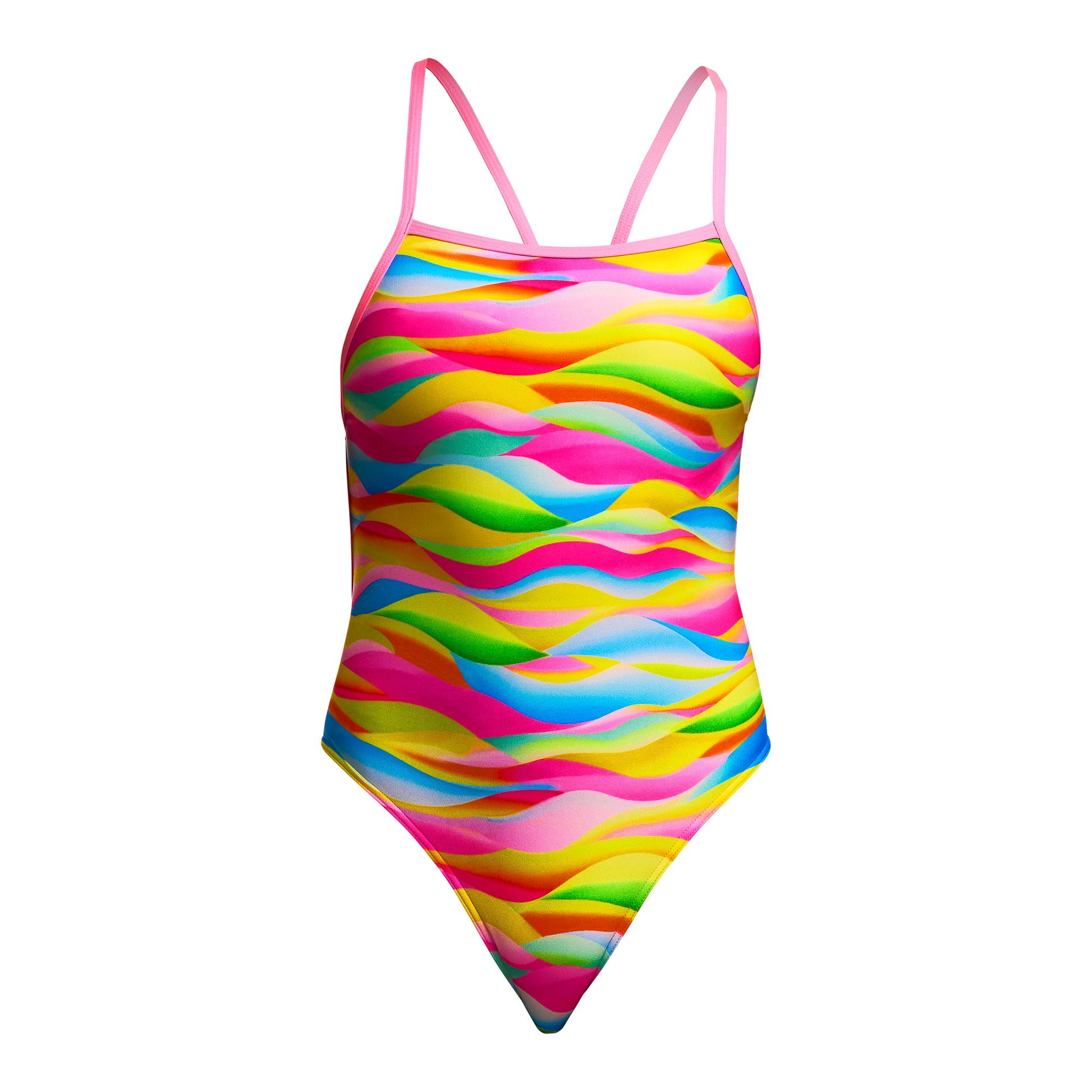 Funkita Girls Maybe Wavy Single Strap One Piece Swimsuit with chlorine-resistant ECO C-INFINITY fabric