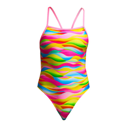 Funkita Girls Maybe Wavy Single Strap One Piece Swimsuit with chlorine-resistant ECO C-INFINITY fabric