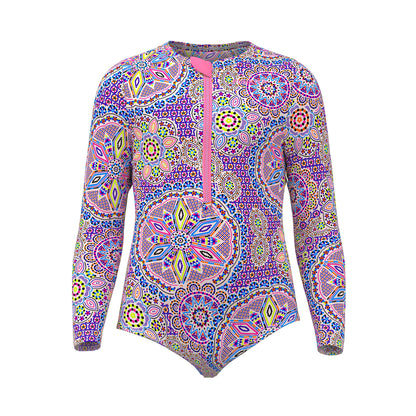 Funkita Toddler Girls Love Lacy Sun Cover One Piece swimsuit with long sleeves, UV50+ protection and ECO C-INFINITY fabric