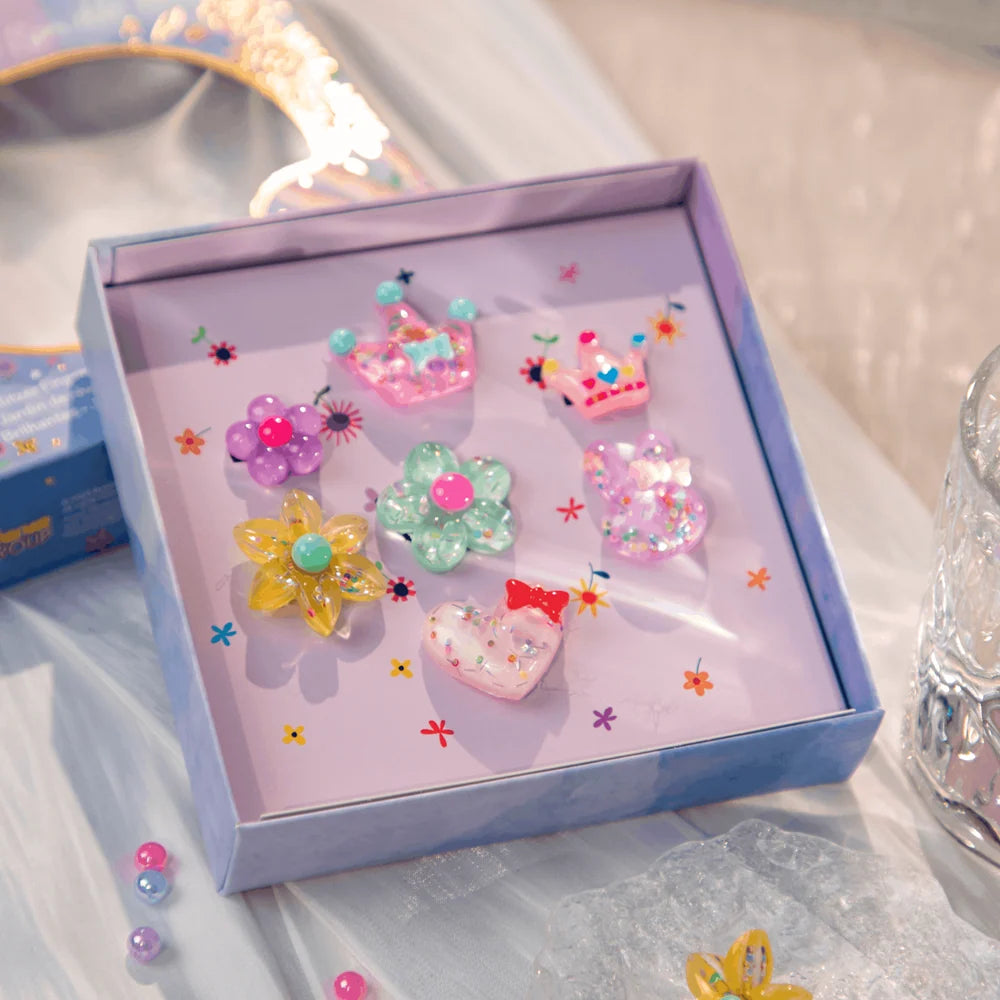 Close-up of a Dreamy Garden sparkle ring showing its decorative details and whimsical jewellery design