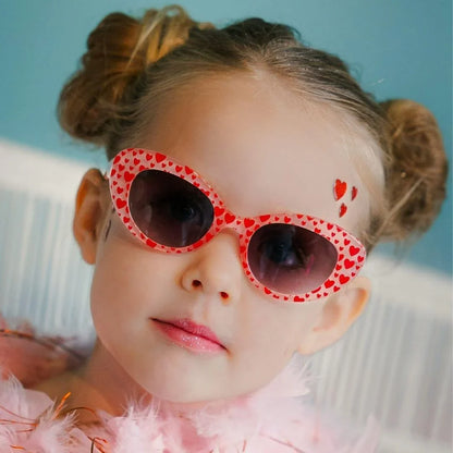 Frankie Ray Kids Sunglasses Lulu Heart with rounded heart-patterned frame and UV400 smoke lenses for children aged 3 to 8 years