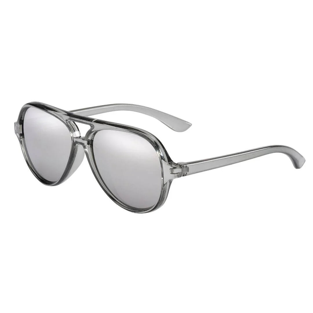 Frankie Ray Kids Sunglasses Stanley Crystal Grey with classic square frame and UV400 smoke lenses for children aged 3 to 8 years