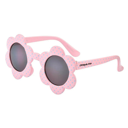 Frankie Ray Kids Sunglasses Daisy Pink with classic rounded pink frame and UV400 smoke lenses for children aged 3 to 8 years