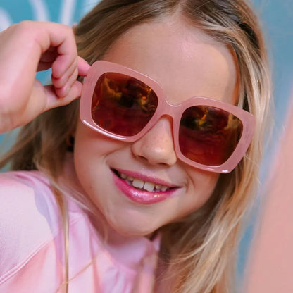 Frankie Ray Kids Sunglasses Bella Peach with oversized frame and UV400 smoke lenses for children aged 3 to 8 years