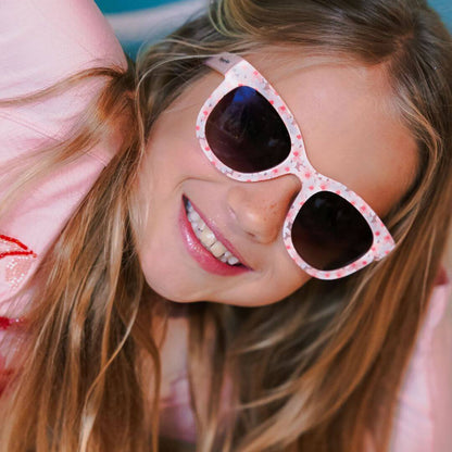 Frankie Ray Kids Sunglasses Blossom Pink with cherry blossom butterfly frame and UV400 smoke lenses for children aged 3 to 8 years