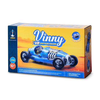 Johnco Vinny V8 Vintage Racer STEM model car kit box on a plain white background (